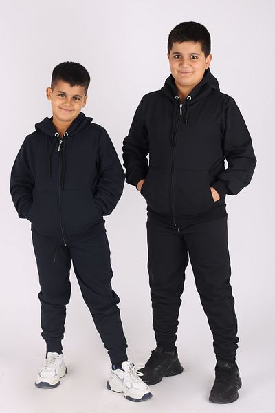 han elegant 2 τμχ Φούτερ με κουκούλα με φερμουάρ και τσέπες καγκουρό για αγόρι 7-14 ετών