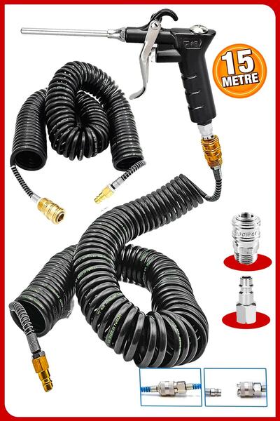 Nikadu Yüksek Kalite Kompresör Spiral Hava Hortumu 8 Mm 15 Mt Hava Jakı Hava ...