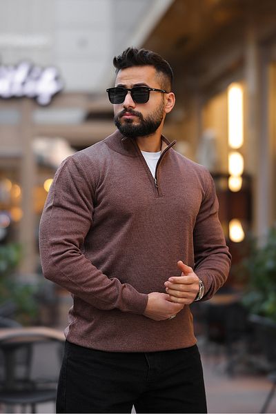 BASEL.CO МЪЖКИ ПУЛОВЕР SLIM FIT С ПОЛУЦИП