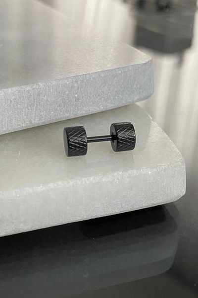 Jaida Moda Unisex Tunnel Look Dumbbell Model Steel Screw Earrings