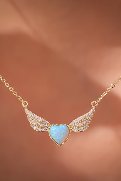 Miavi Silver 925 Ayar Gümüş Opal Taşlı Melek Kanadı Kolye