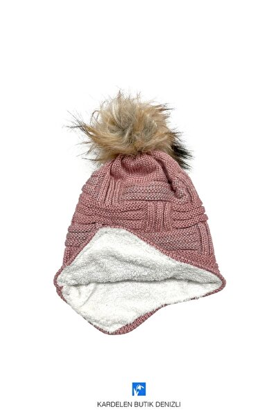 Kardelen Butik Denizli Glitter Children's Beanie with Fleece Inside and Covering the Ears (Ages 7-10)