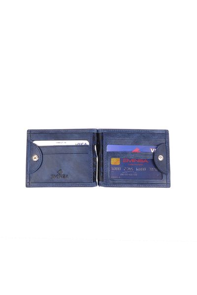 Eminsa Men's Navy Blue Crazy Leather Wallet