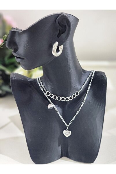 Aylish Bijuteri حلق من الفولاذ الفضي الفضي