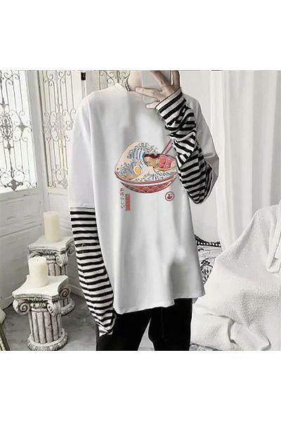 Touz Унисекс бяла тениска - Eat Art Printed, фалшиви ръкави