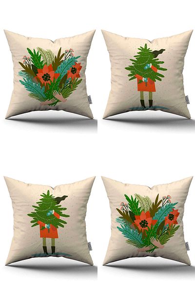 Cango Home New Year Themed Set of 4 Cushion Cases 4Kmbs-Cgh217-219