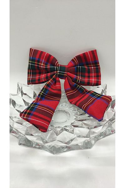 MY WORLD LİFE Plaid pattern bow automatic buckle
