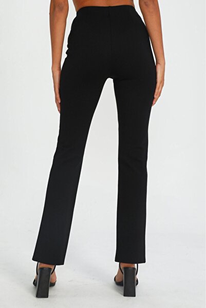 Madmext Fekete magas derekú hasított női nadrág Mg1651