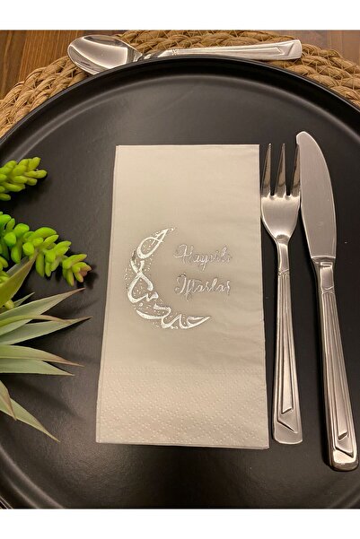 kidspartim مجموعة مناديل ورقية بيضاء اللون مكونة من 16 منديلًا منقوشًا على شك...