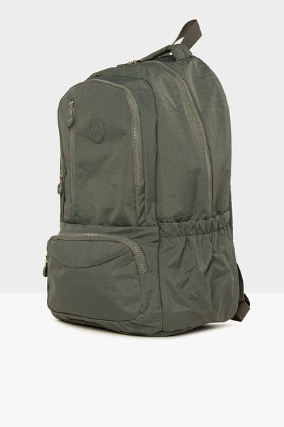 Bagmori Gray Women's Oval Pocket Vertical Zipper Large Parachute Backpack M000008207