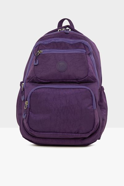 Bagmori Purple Women's Large Pocket Parachute Backpack with Snap Pocket M000008198