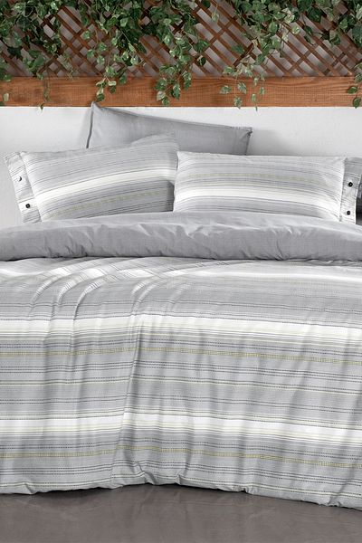 Sarev Σετ Παπλωματοθήκη Διπλής Όψης Greta Grey 100% βαμβακερή ποπλίνα