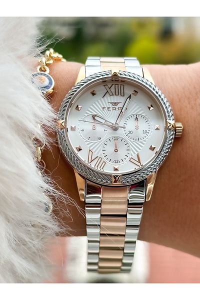 FERRO Brand New Season Silver Color, Steel Strap, Women's Wristwatch+Bracelet