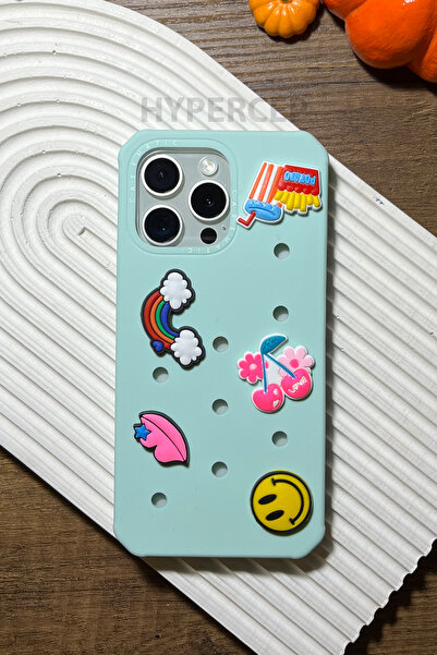 WANNA PROTECT Iphone 14 Pro Max Uyumlu Crocs Terlik Delikli Renkli Silikon Te...