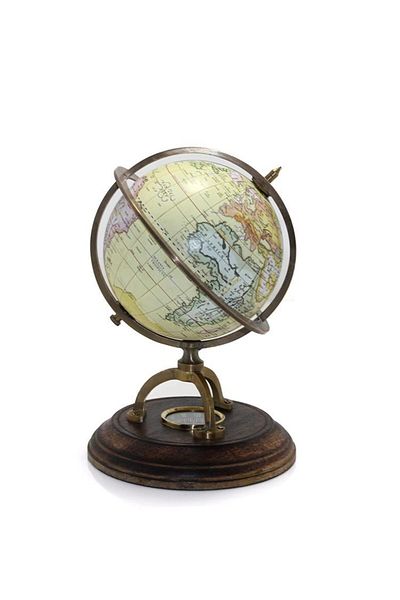 HEDİYE FİKRİ 25 cm Decorative Brass World with Compass