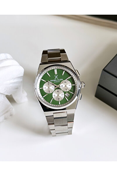 Daniel Klein Gümüş Renk Yeşil İç Kadran Erkek Kol Saati