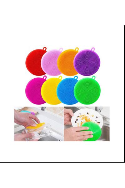 NİVENE 2-Piece Silicone Non-Combing Practical Dishwashing Brush| Dish Brush Pan Holder Vegetable Cleaning