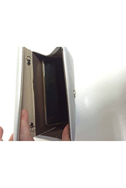 dizaynbag Kadın saten gümüş mini abiye çanta