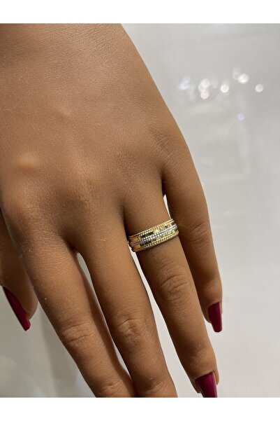 Üresinler Kuyumculuk 6mm Üç Renkli Altın Alyans 14 Ayar