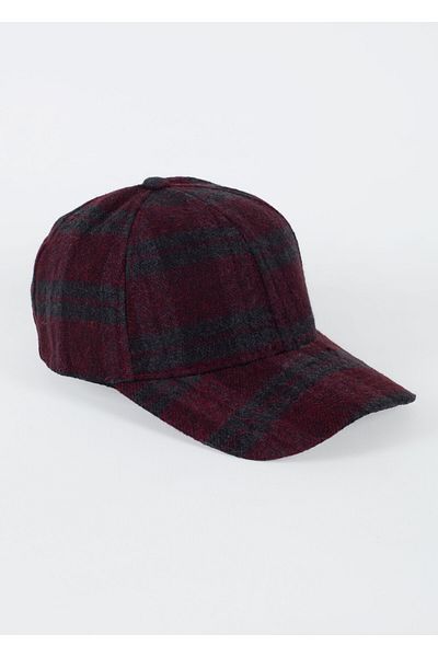 MinaCarin Unisex Stamp Dark Tone Plaid Pattern Adjustable Hat