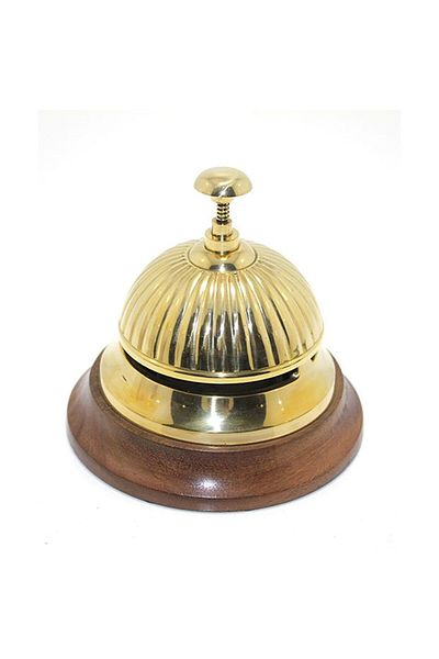 keyfimshop Decorative Brass Reception Hotel Bell 12 x 12 cm