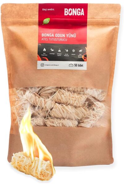 Genel Markalar Bonga Soba, Şömine, Mangal Tutuşturucu 50 Adet 700 gr - Jel Ve Çıra Alternatifi Doğal Odun Yünü