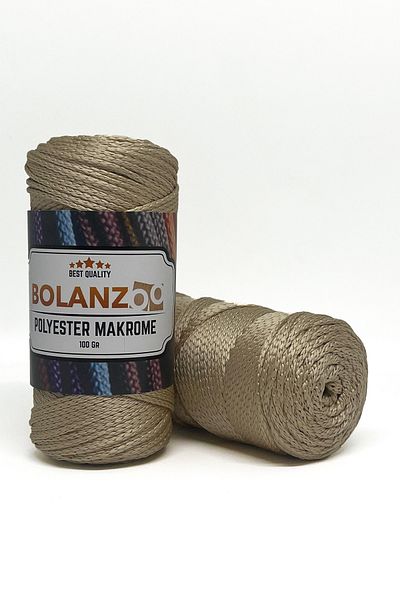 Bolanzoo Polyester Macrame Thread 2 Pieces 100gr Beige 3mm Knitting Thread
