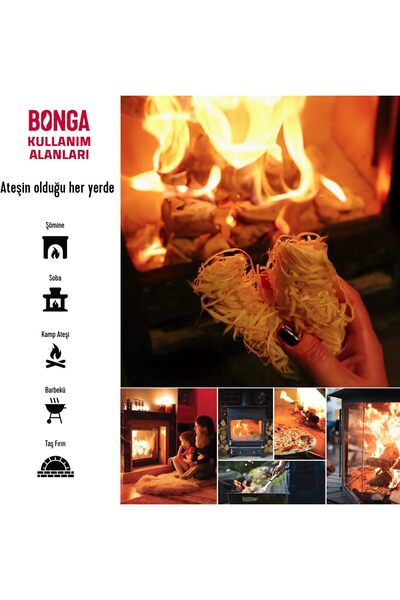 Genel Markalar Bonga Soba, Şömine, Mangal Tutuşturucu 50 Adet 700 gr - Jel Ve Çıra Alternatifi Doğal Odun Yünü