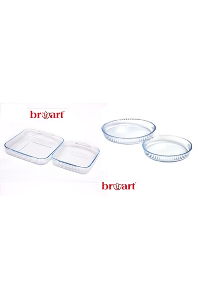 Broart طقم بوركام مكون من 4 قطع - 2 دائري + 2 صينية مربعة