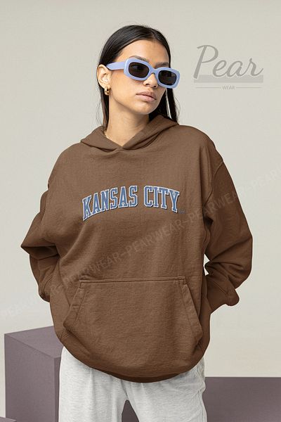 Pear Wear Дамски суитшърт с качулка и 3 нишки с щампа Kansas City