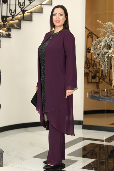 FUVAL MODA Dilan Büyük Beden Tesettür Abiye Takım