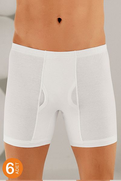 Şahinler Men's White 6-Pack 100% Cotton Boxer Me007