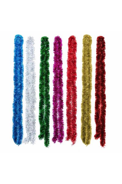 Kikajoy 7 Pieces Christmas Ornament Mixed Color 2 Meters Garland Neck Glitter 2 cm