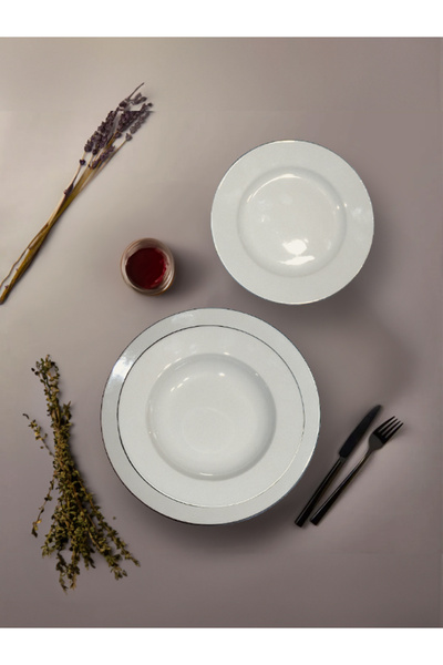 Güral Porselen SAMI 24 PRC.YEM.SETI BOYA FİLE GÜMÜŞ SA24Y430GM