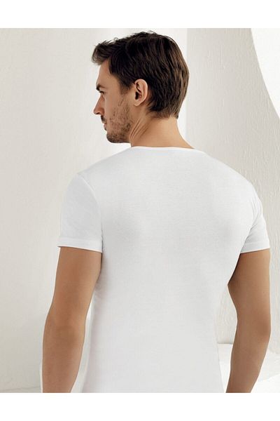 Şahinler Men's White Short Sleeve V-Neck Undershirt Me026