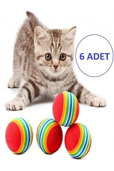 Özasya AVM 6 PCS Rainbow Color Cat Dog Play Ball
