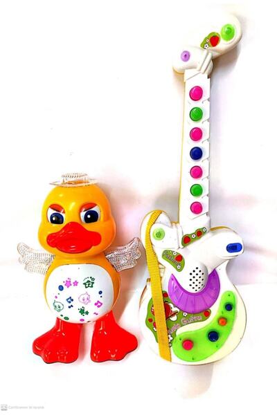 berattoys Iki Ürün Bir Arada Türçe Müzikli Pilli Gitar Ve Pilli Işıklı Müzikl...