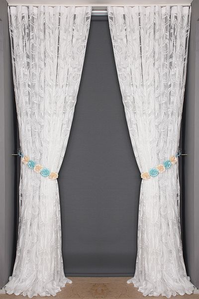 AKÇA TEKSTİL Kılınç Model Off White Color Single Wing Ready Pleated Background Curtain 300*260