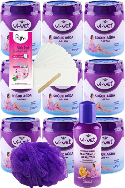 Vi-vet Mavi Kavanoz Soğuk El Ağdası 250gr X 9'lı Set + 2mt Bez + Lif