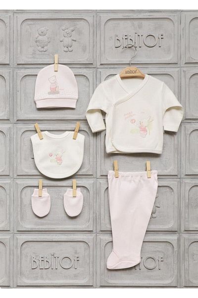 Bebitof Pink Baby Girl Hospital Discharge Set 5 Pieces - 20002