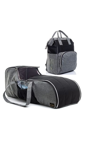 USF Mother Baby Care Bag Carrycot Baby Carrier Stroller Set of Two Black-gray