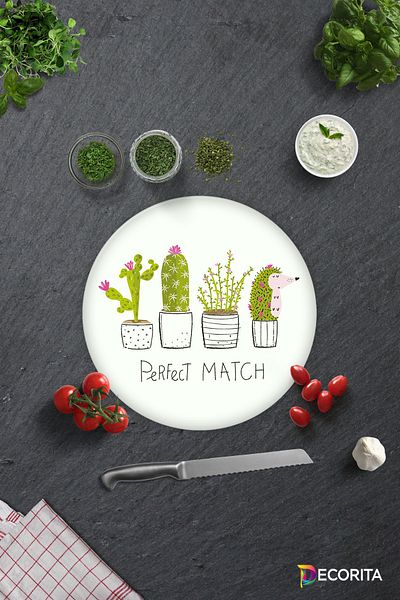 Decorita Perfect Match |   Glass Cutting Board - Glass Cutting Board |   Diameter 32cm