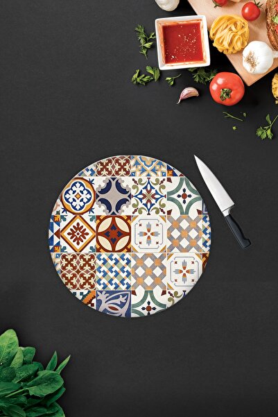 Decorita Tile Pattern | Glass Cutting Board - Glass Cutting Board | Diameter32Cm