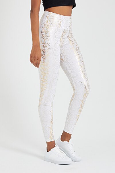 MRS.MODA Colanți de damă din piele imprimată cu model