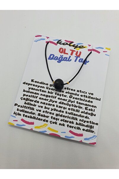 GÜMÜŞTEL EL SANATLARI قلادة من حجر Oltu المعتمد قابلة للتعديل من الحجر الطبيع...