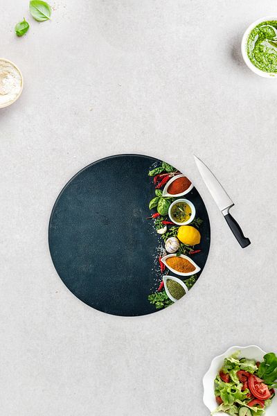 Decorita Colorful Spices |   Glass Cutting Board - Glass Cutting Board |   Diameter 32cm