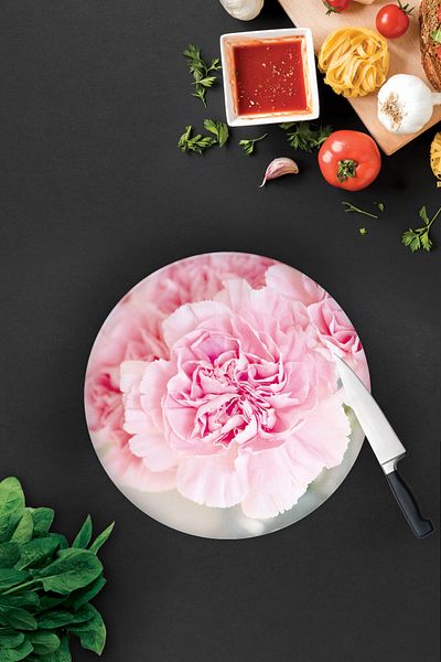 Decorita Pink Chrysanthemum |   Glass Cutting Board - Glass Cutting Board |   Diameter 32cm