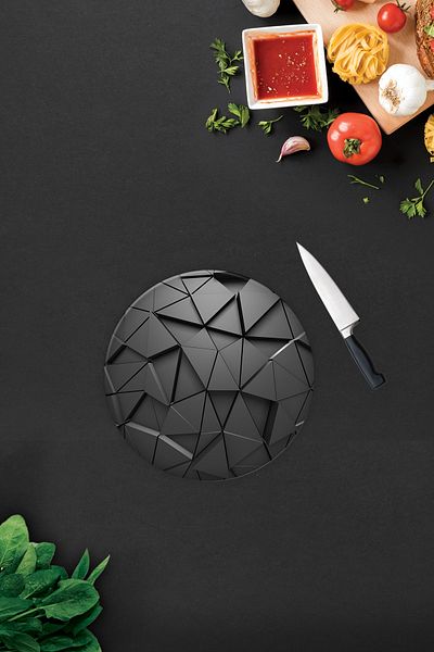 Decorita Anthracite Crystal |   Glass Cutting Board - Glass Cutting Board |   Circle Diameter 32cm