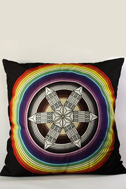 Atlantis Mandala Desenli Kare Yastık