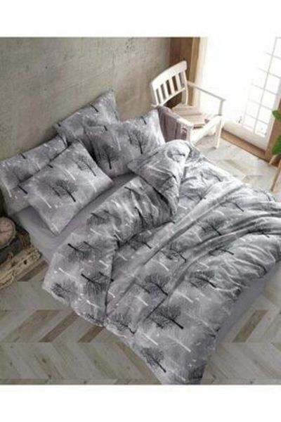 üntaş طقم غطاء لحاف مزدوج بدون ملاءات 200x220 سم) غطاء لحاف + 2 كيس وسادة رمادي Ecağaç23